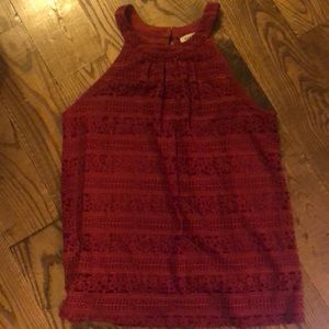 Monteau Red Lace High-Neck Tank Top